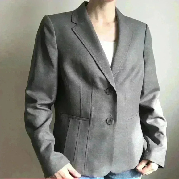 Kasper Grey Jacket Tailored Office Business Professional Blazer 12 Large - Picture 2 of 6